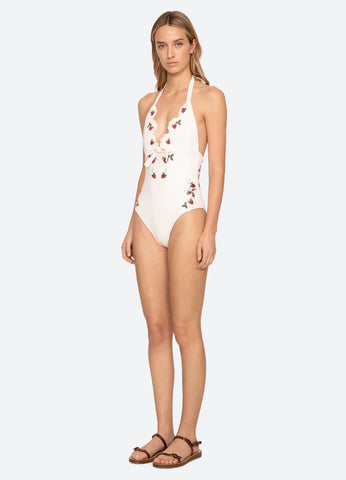 Bindi Embroidered Strawberry One-Piece Swimsuit