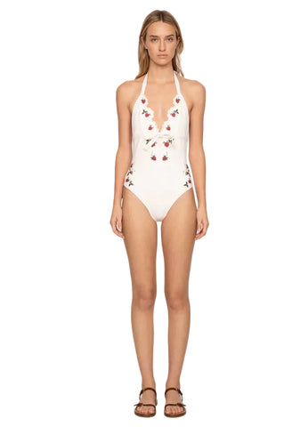 Bindi Embroidered Strawberry One-Piece Swimsuit