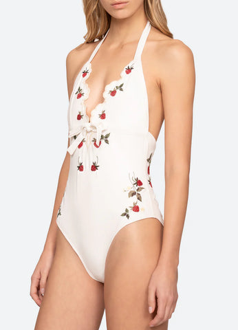 Bindi Embroidered Strawberry One-Piece Swimsuit