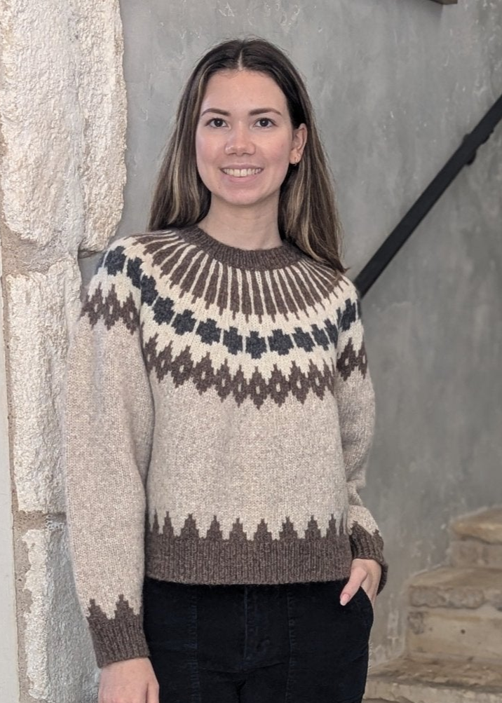 Alena Long Sleeve Fairisle Knit Sweater in Oatmeal