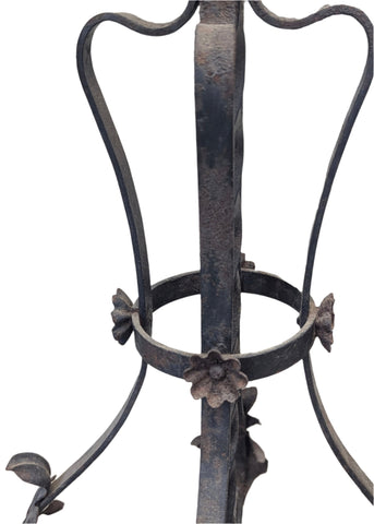 Antique Forged-Iron Candlestand Floor Lamp