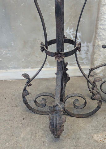 Antique Forged-Iron Candlestand Floor Lamp