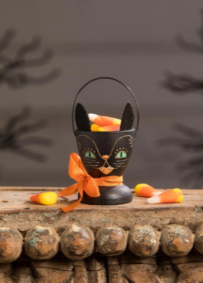 Resin Hand-Painted Black Cat Egg Cup