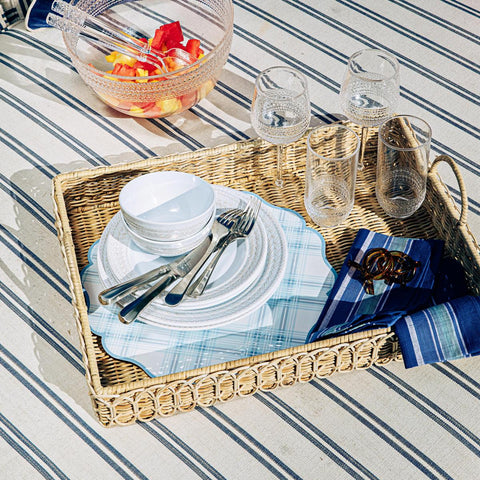 Provence Rattan Whitewash Rectangular Tray