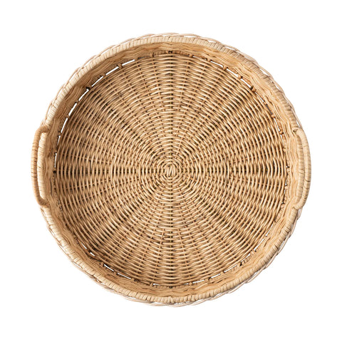 Provence Rattan Whitewash Circular Tray