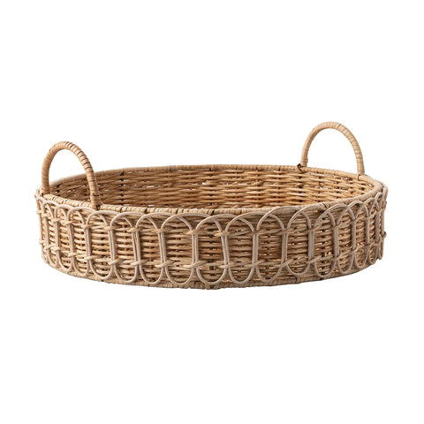 Provence Rattan Whitewash Circular Tray