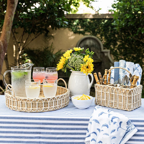 Provence Rattan Whitewash Circular Tray