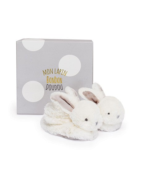 Rabbit Rattle Bootie Gift Set in Taupe