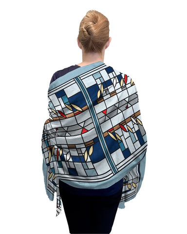 Silk Blend Shawl - Frank Llyod Wright in Waterlilies