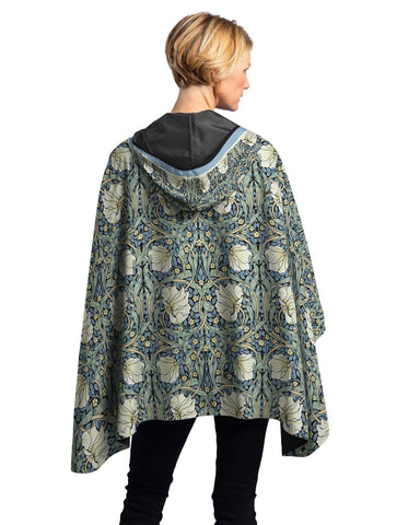 Women's Hooded Rain Cape - William Morris in Pimpernel