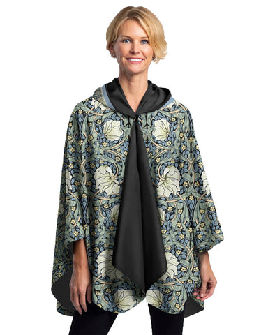 Women's Hooded Rain Cape - William Morris in Pimpernel