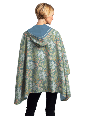 Women's Hooded Rain Cape - William Morris in Golden Lily