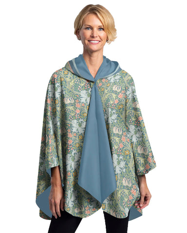 Women's Hooded Rain Cape - William Morris in Golden Lily