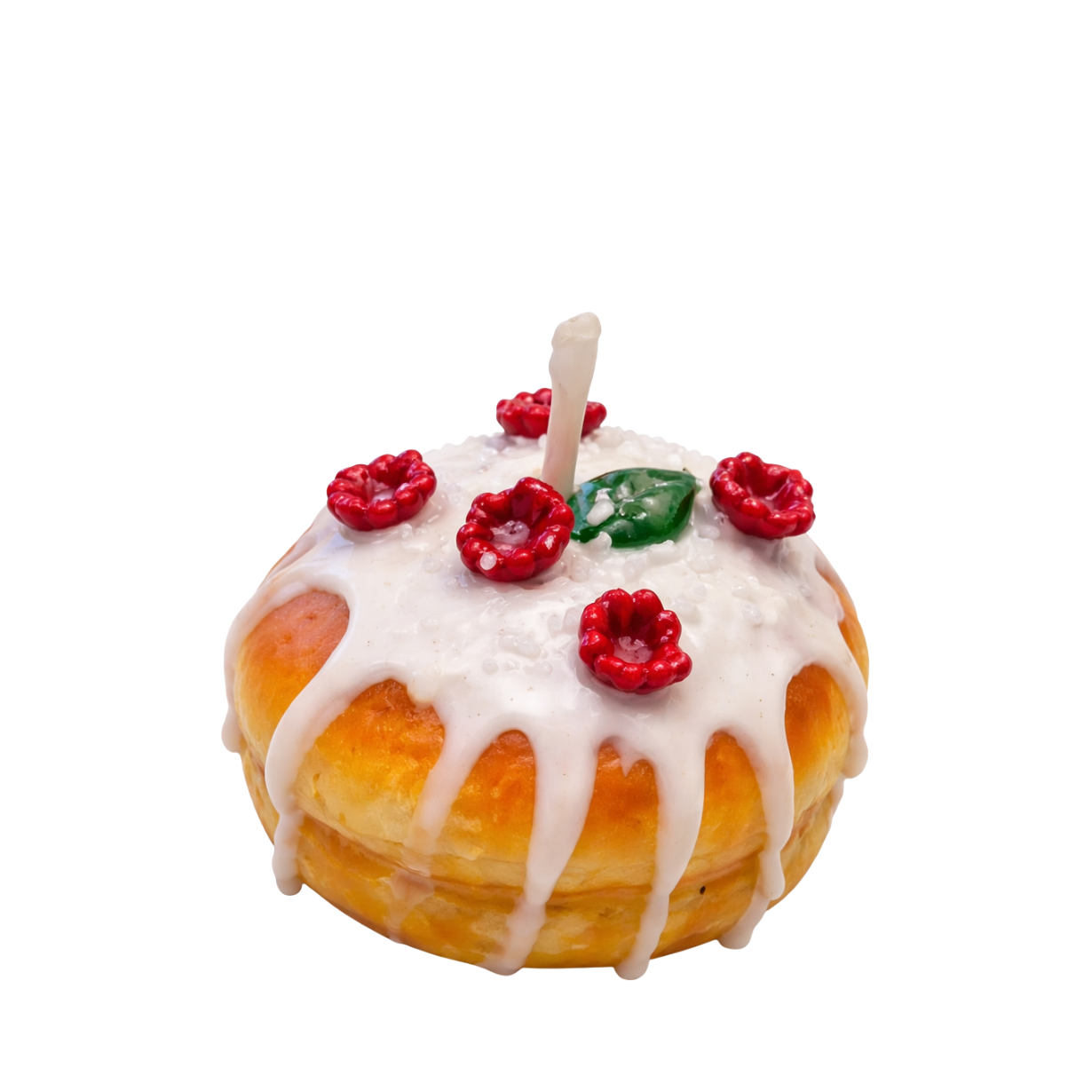 Raspberry Iced Donut Pastry Candle