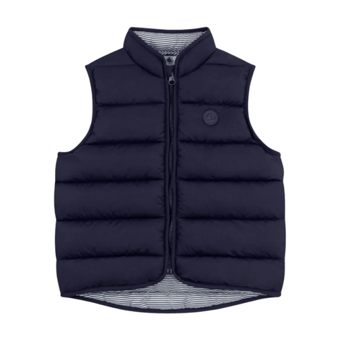 Sleeveless Zip Up Puffer Vest in Navy