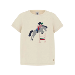 Horse Jumping Short Sleeve Graphic Tee in Cream