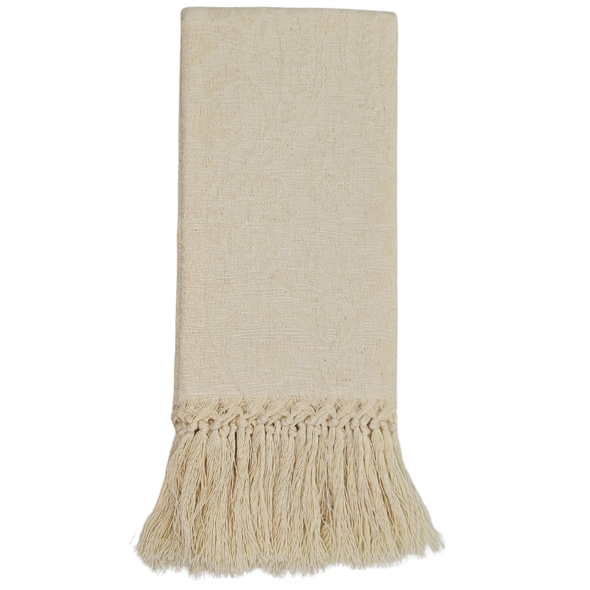 Donna di Coppe Jacquard Fringed Italian Cotton-Linen Guest Towel in Cream