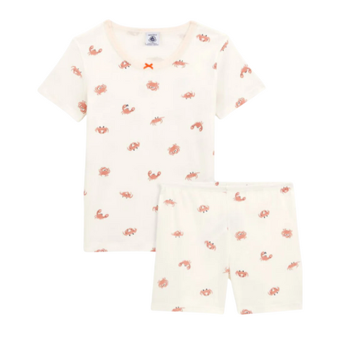 Crab Print Shorts Lounge Set in Marshmallow