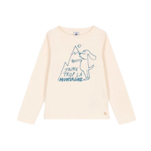 Dog + Mountain Print Long Sleeve Tee in Cream