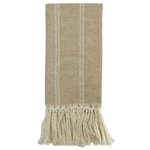 Grosseto Twill Fringed Italian Cotton-Linen Guest Towel in Sand