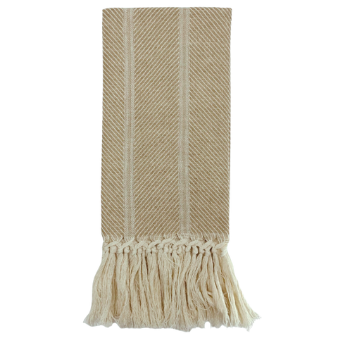 Grosseto Twill Fringed Italian Cotton-Linen Guest Towel in Sand