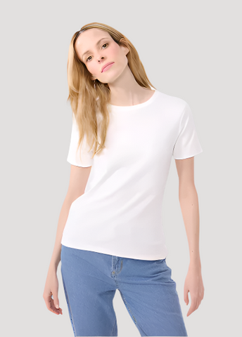 Solid Short Sleeve Crewneck Tee in White