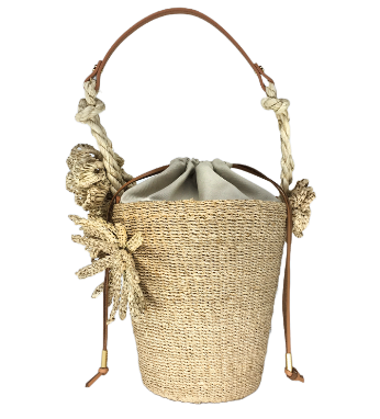 Flora Woven Abaca Pail Bag with Crochet Flowers | European décor for the  modern household