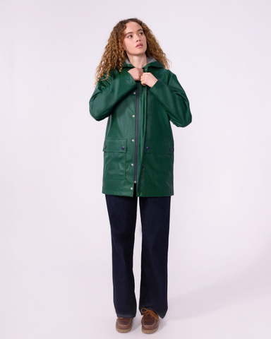 Essential Hooded Rain Jacket in Hunter Green - Limited Edition Color