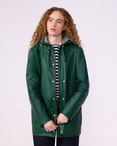 Essential Hooded Rain Jacket in Hunter Green - Limited Edition Color