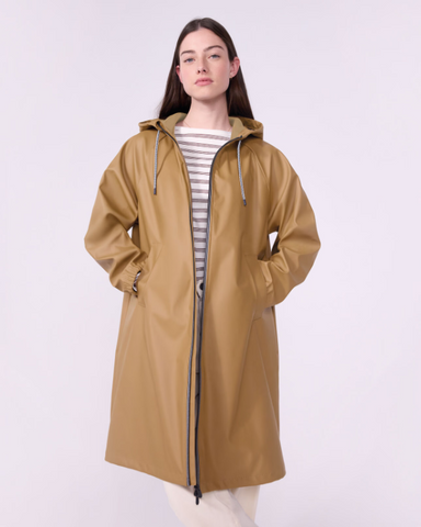 Essential Hooded Raincoat in Caramel + Colored Interior