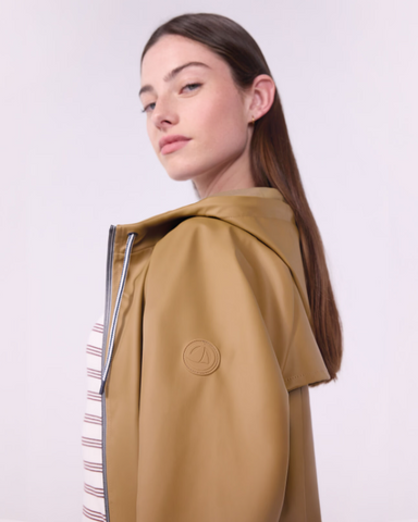 Essential Hooded Raincoat in Caramel + Colored Interior
