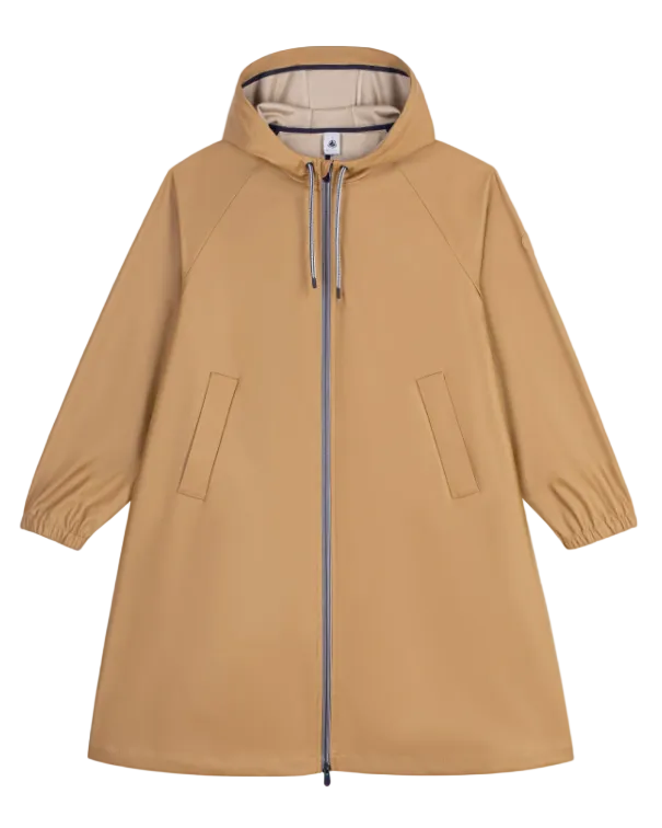 Essential Hooded Raincoat in Caramel + Colored Interior