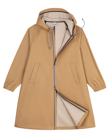 Essential Hooded Raincoat in Caramel + Colored Interior