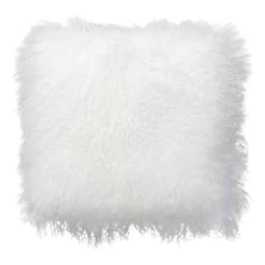 Mongolian Fur Pillow Cushion in White