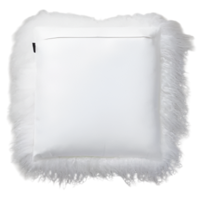 Mongolian Fur Pillow Cushion in White