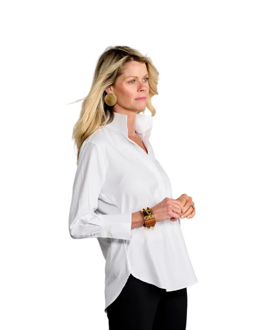 The Elsie Twill Weave Popover In White