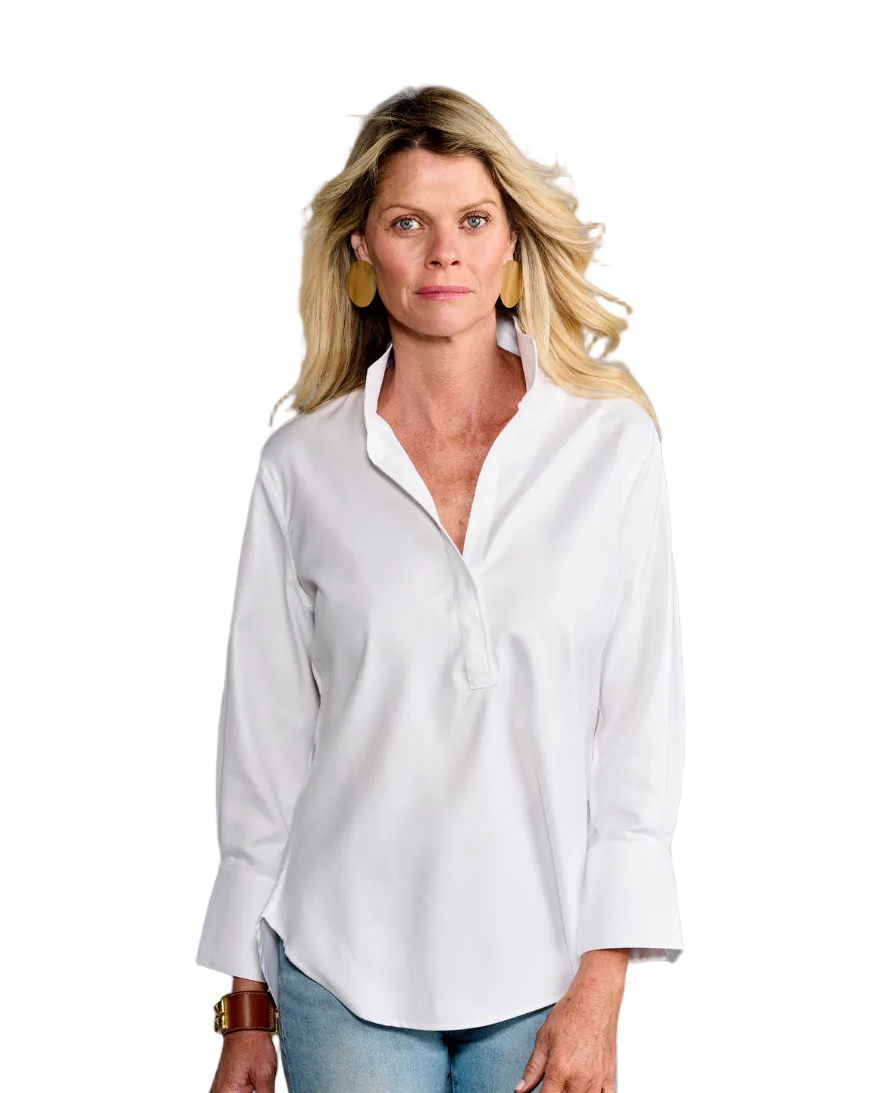 The Elsie Twill Weave Popover In White