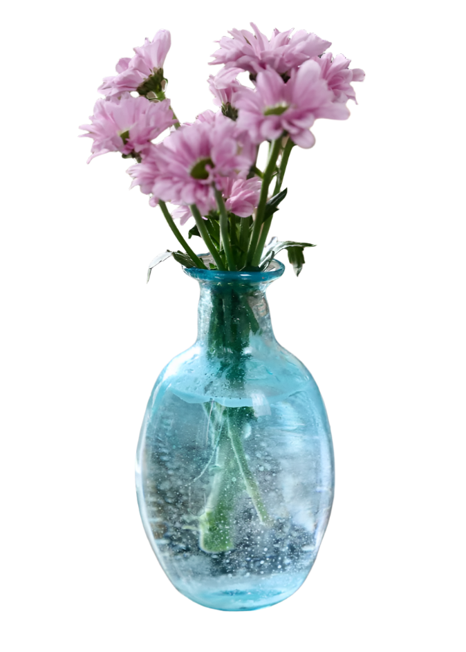 Amour Sans Anse Vase in Turquoise Glass
