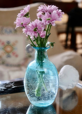 Amour Sans Anse Vase in Turquoise Glass
