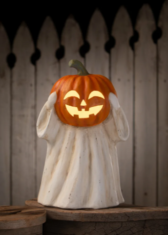 Papier Mache Ghost Jack O'Lantern