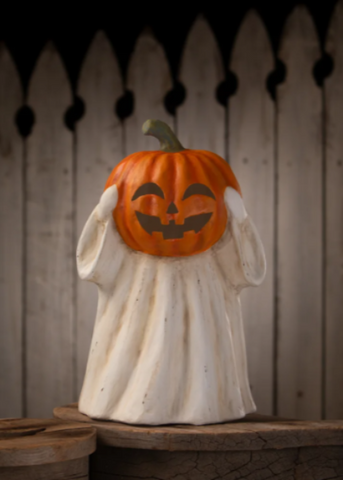 Papier Mache Ghost Jack O'Lantern
