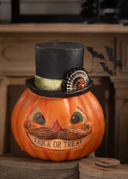 Papier Mache Trick or Treat Stache Pumpkin