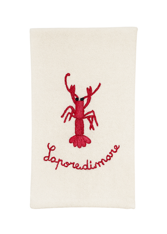 Taste Of The Sea Embroidered Cotton-Linen Kitchen Towel