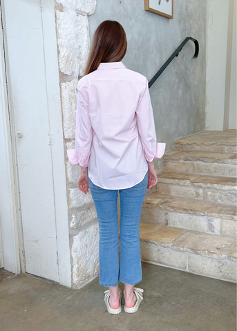 The 4.0 Long Sleeve Striped Shirt in Tea Rose