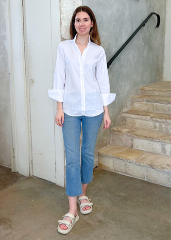 The 4.0 Great White Long Sleeve Shirt in Crisp White
