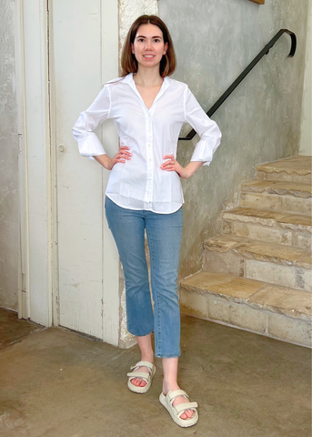 The 4.0 Great White Long Sleeve Shirt in Crisp White