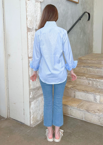 The League Long Sleeve Striped Shirt in Blue Shadow