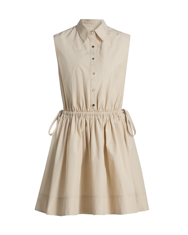 Tristan Sleeveless Cinched Waist Shirt Dress In Oyster Gray