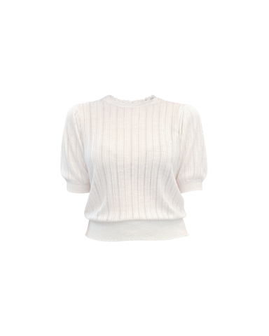 Gemma Short Sleeve Knit Top in Pristine