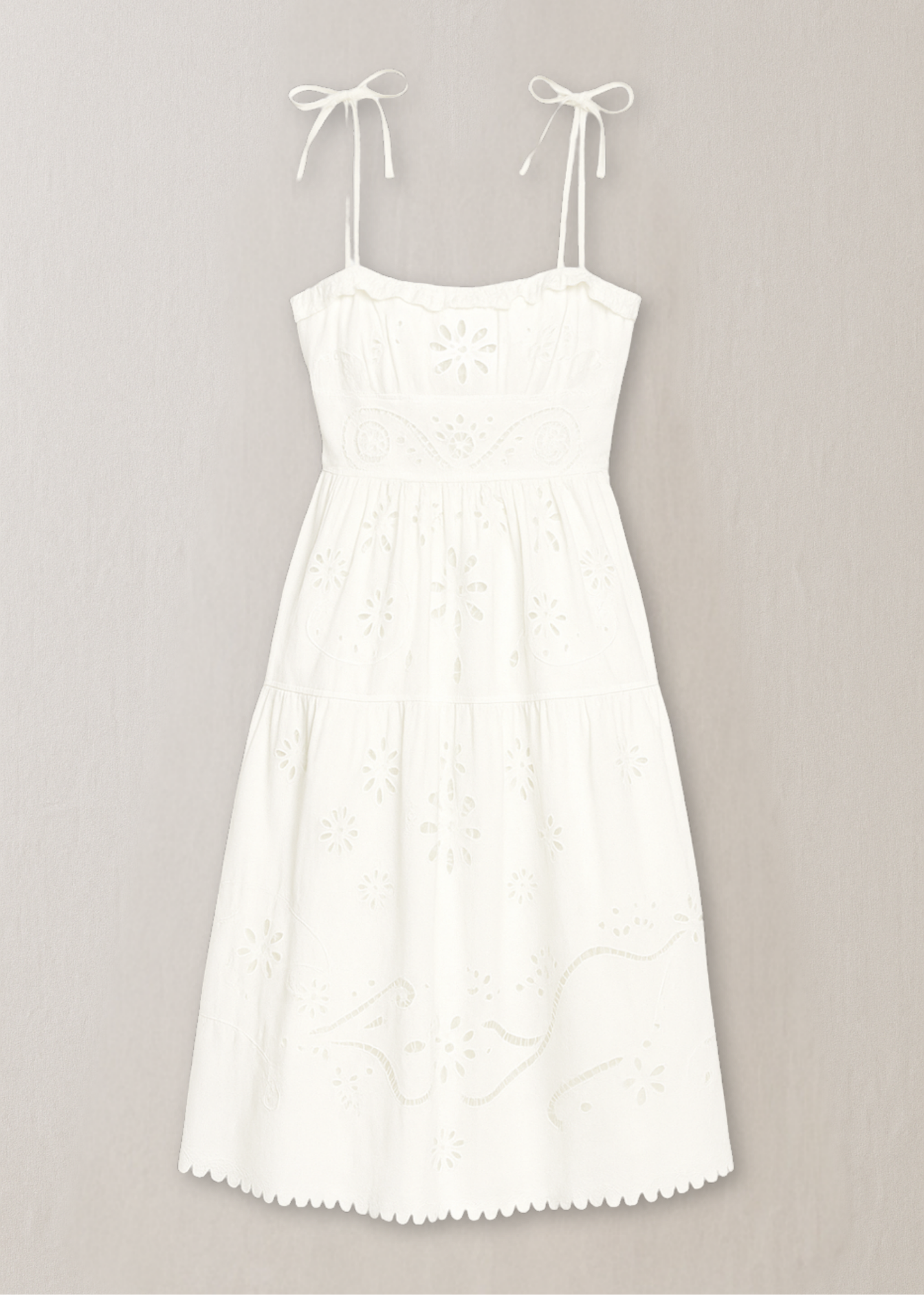 Liat Embroidered Sleeveless A-Line Midi Dress in White